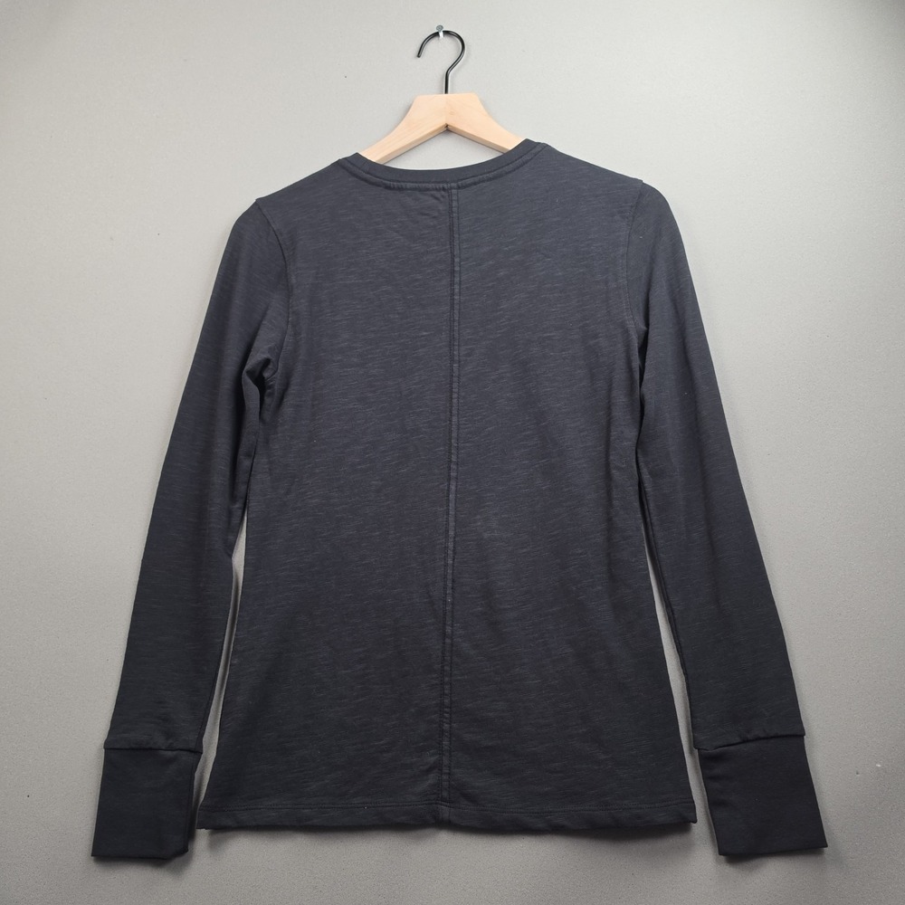 Quince Womens XS Black Organic Cotton Slub Long Sleeve Tee Crewneck Top NWT Soft - Picture 3 of 11